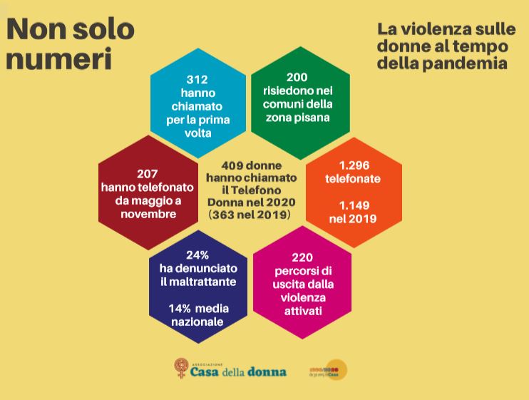 Infografica prodotta dalla Casa della Donna di Pisa - Dati 2020