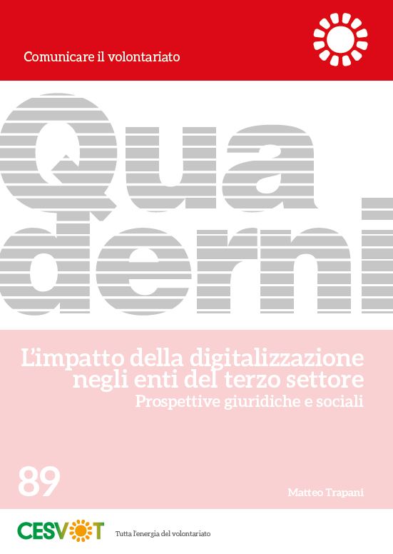Copertina Quaderno numero 89 L'impatto della digitalizzazione negli enti di terzo settore